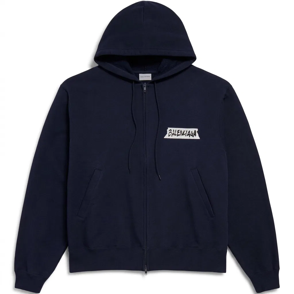 Мужской свитшот с капюшоном Marine Blue Balenciaga