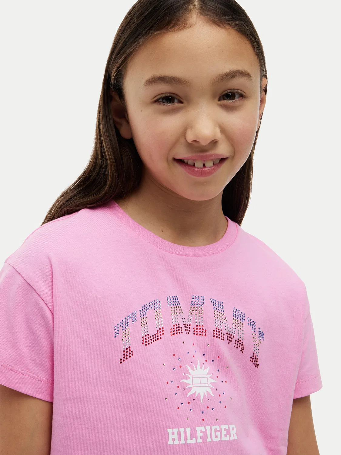 Футболка стандартного кроя для девочки Sun Rhinestone Tommy Hilfiger, розовый — фото 4