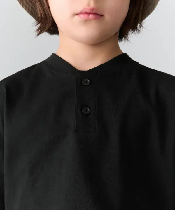 Футболка оверсайз с вырезом хенли, Musinsa Standard Kids, черный — фото 4