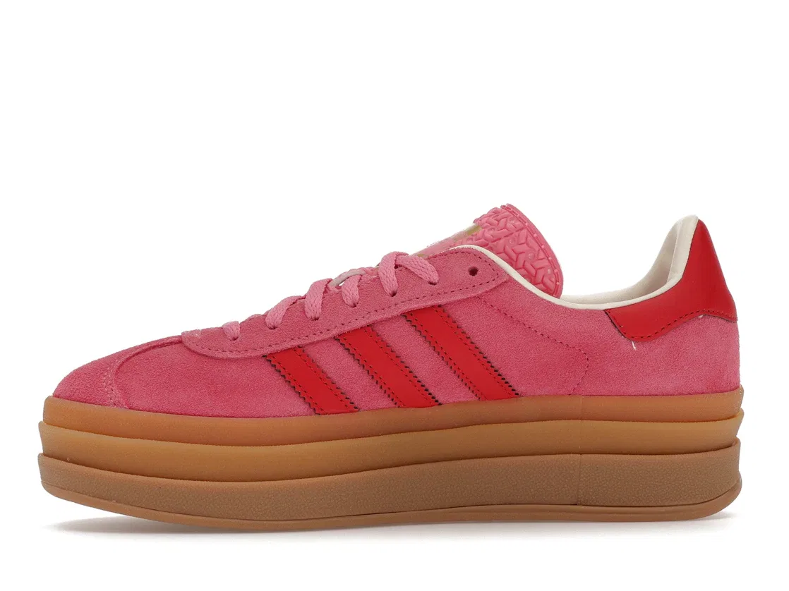 Детские кроссовки lifestyle с прошитыми полосками Adidas Gazelle Bold, Rose Tone Better Scarlet Cream White — фото 3