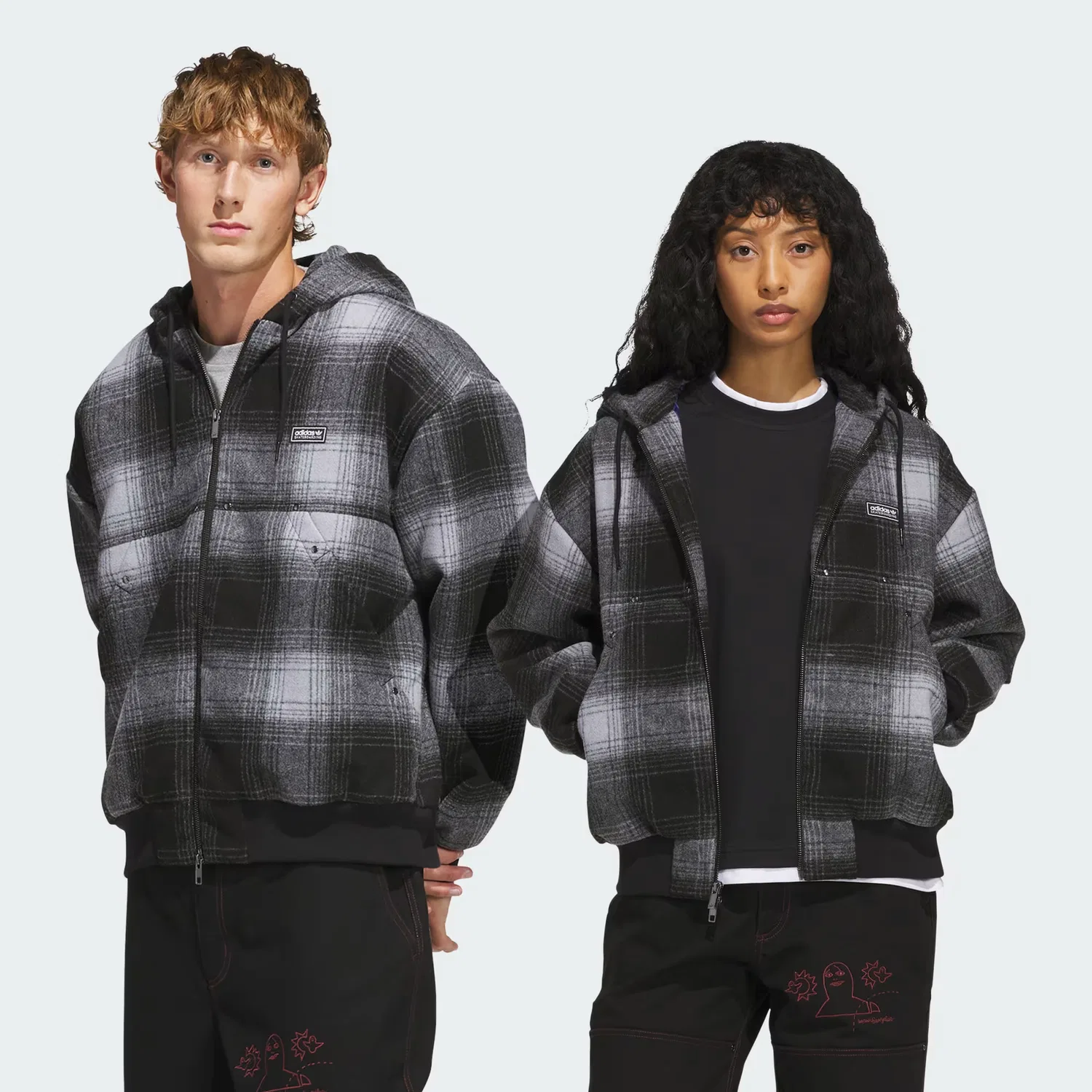 Куртка в клетку Skateboarding x Mark Gonzales Adidas Originals, черный