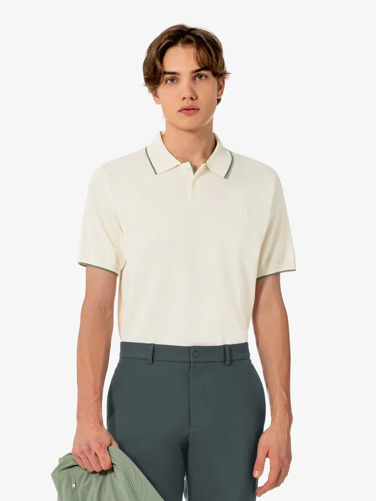 Футболка поло Lacoste с коротким рукавом, коллекция Tiping Paper, цвет слоновая кость