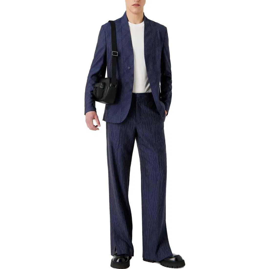 Мужской деловой костюм с воротником EMPORIO ARMANI, Blue — фото 3