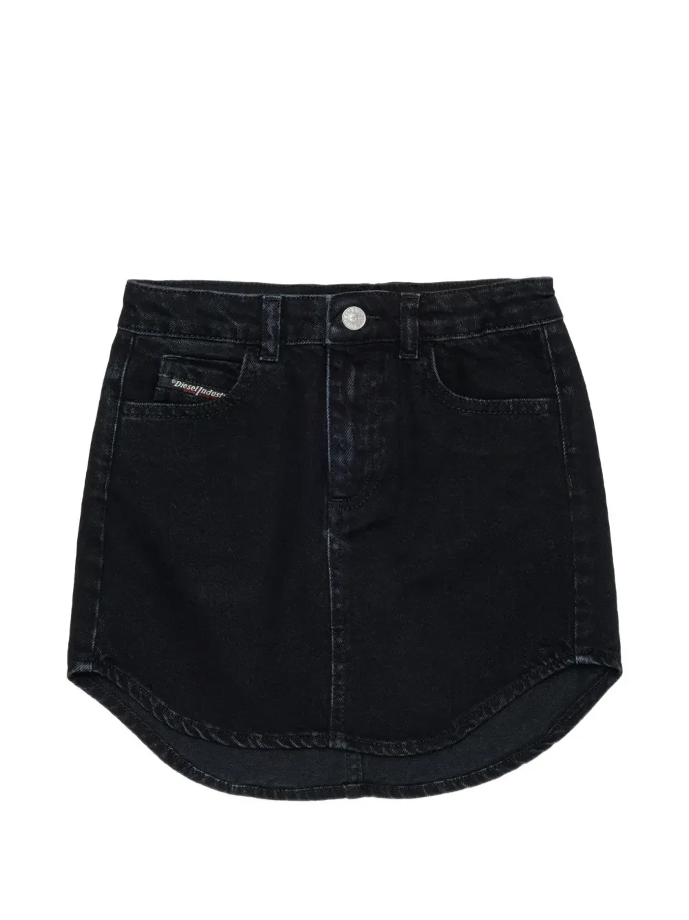 Юбка мини с закругленным подолом Diesel Kids, черный