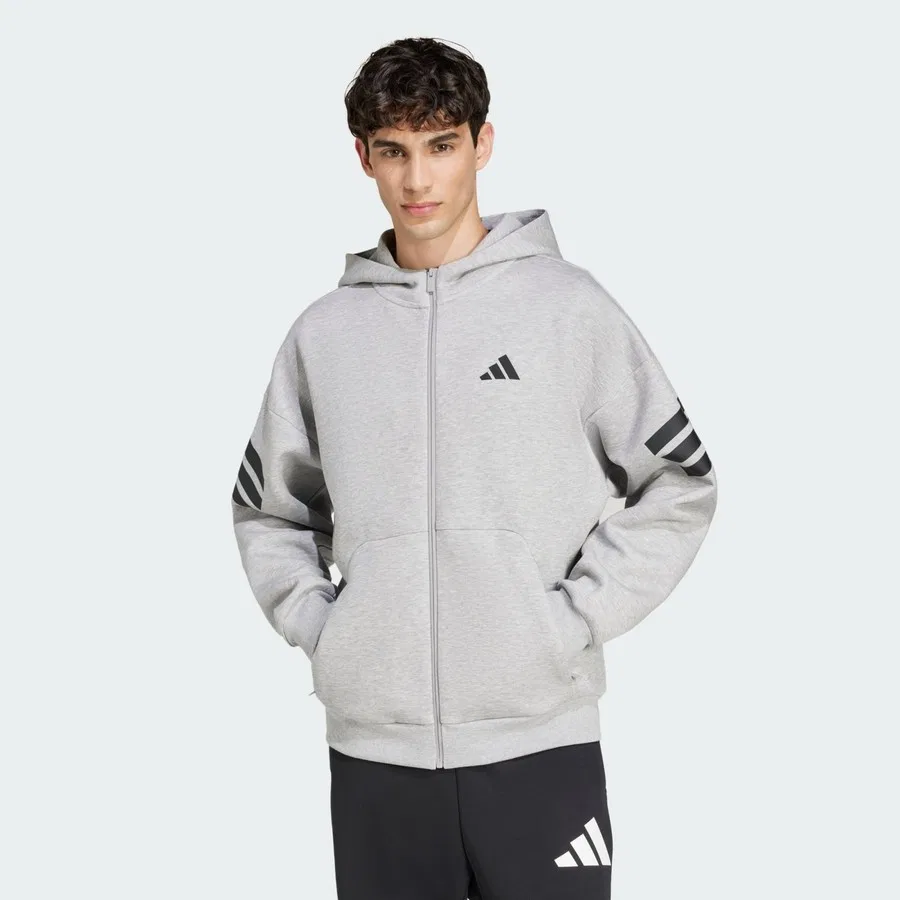 Худи мужское с капюшоном на молнии Future Icons 3-Stripes adidas, Черный