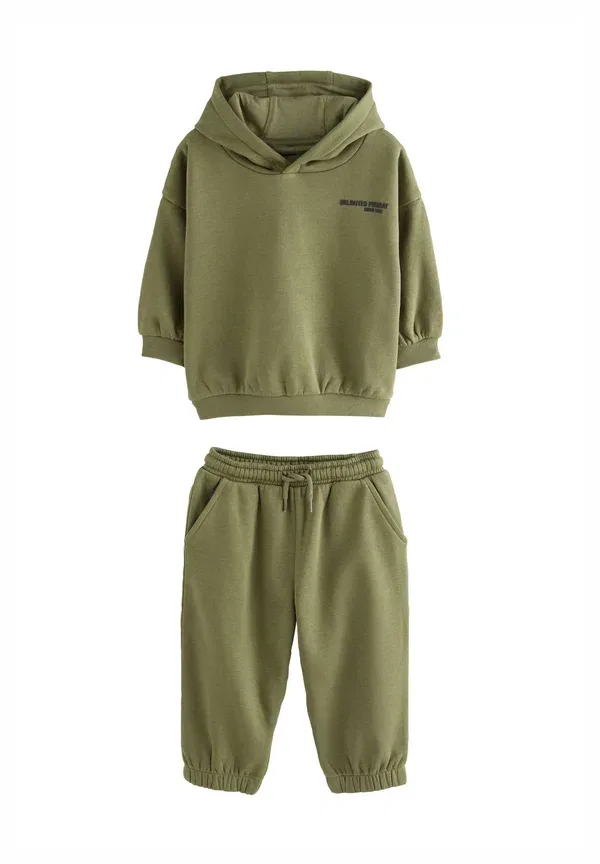 Спортивный костюм из футера с принтом Set Next khaki green, зеленый/хаки