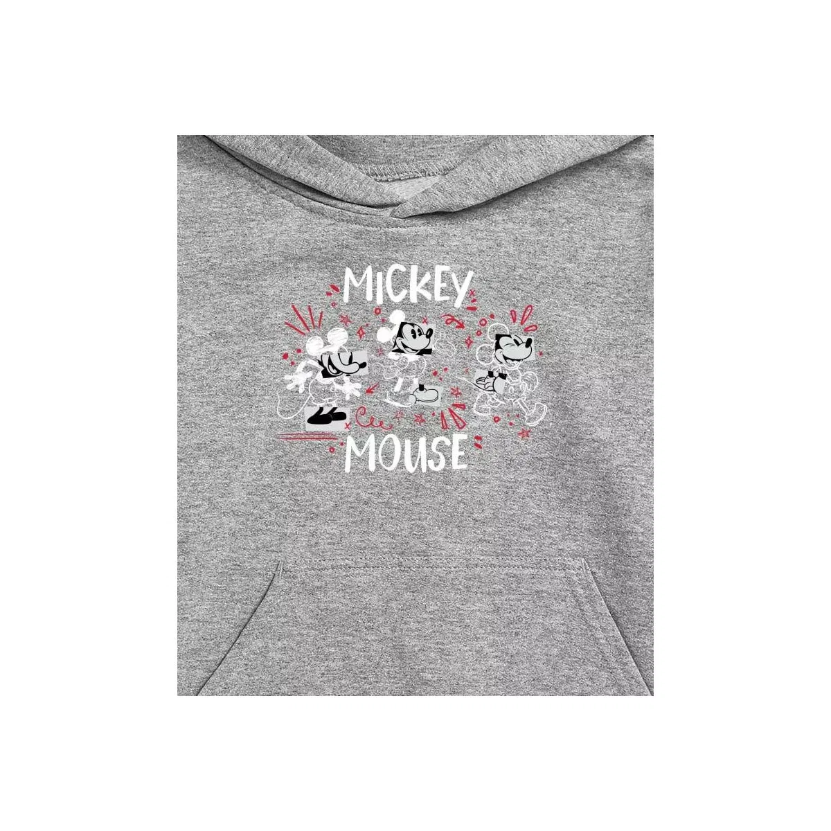 Детское худи для мальчиков с принтом Mickey Mouse Classic Drawing Disney, Athletic Heather — фото 2