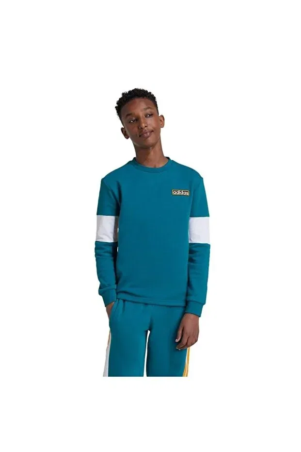 Детское худи для девочек хлопковое Crew Kids Sweatshirt Adidas, Blue — фото 3