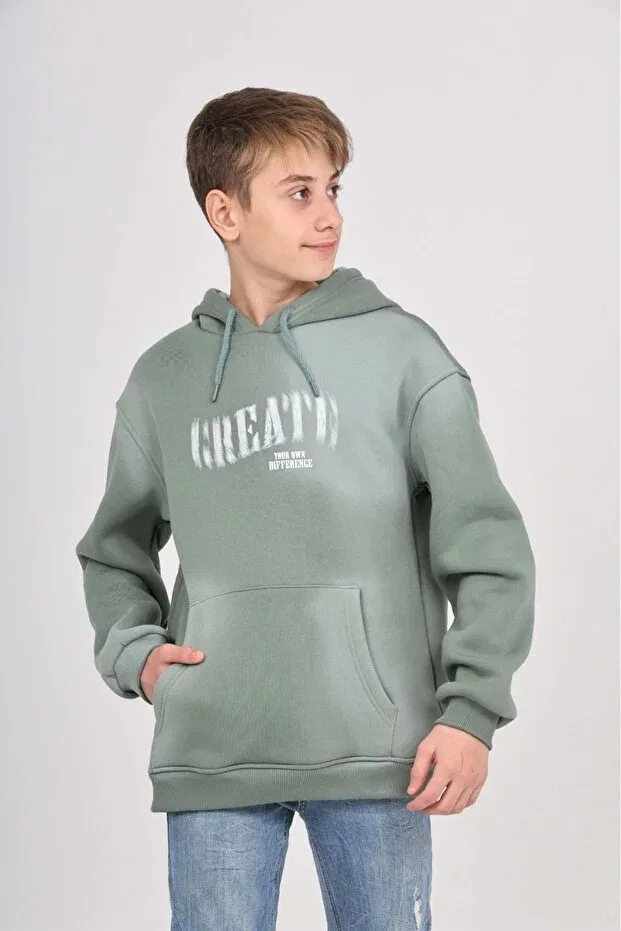 Детские свитшот для мальчиков с принтом Pistole Printed Toontoy, Dark Green — фото 3