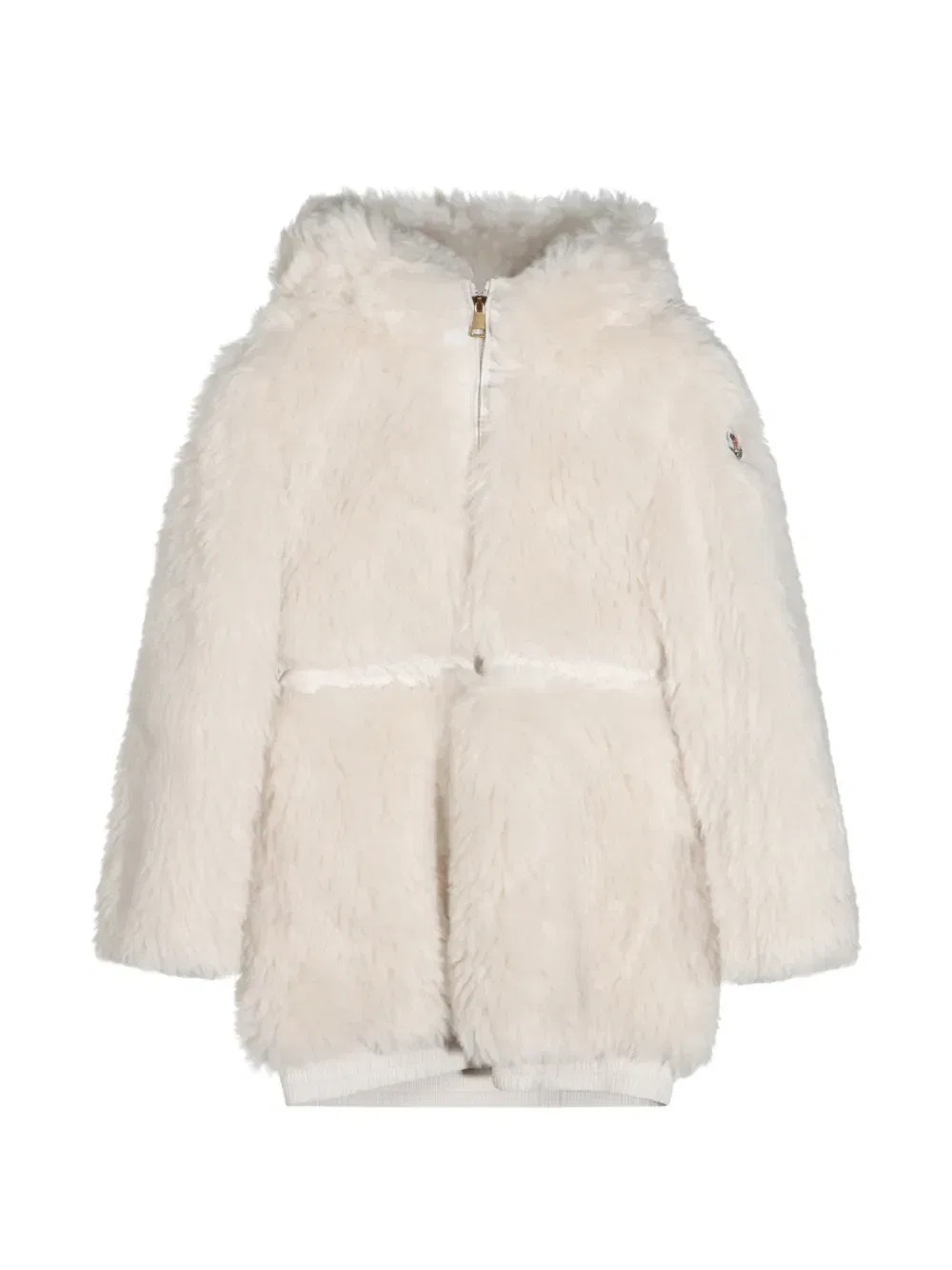 Куртка с капюшоном из искусственного меха Moncler Enfant, белый