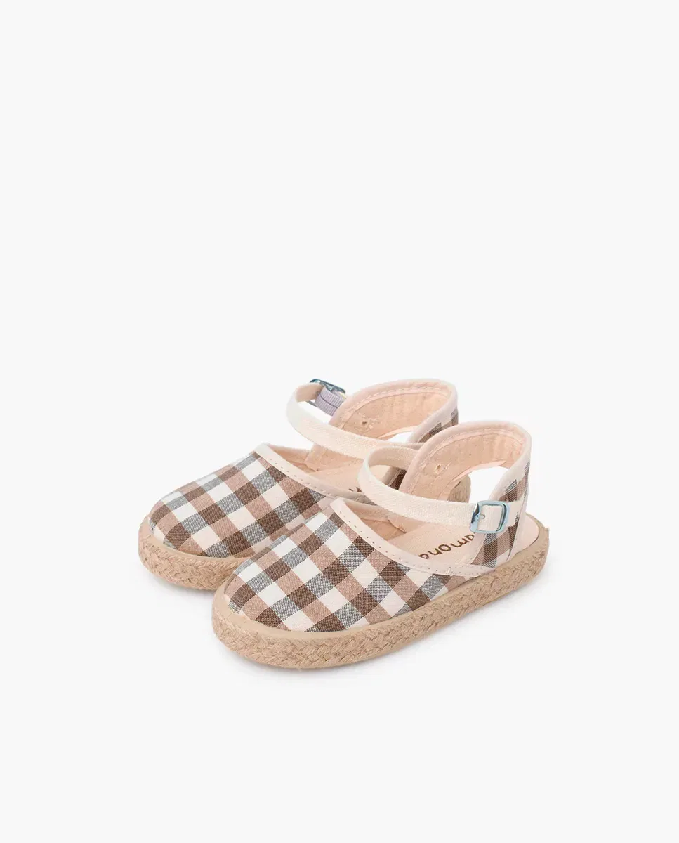 Детские эспадрильи для девочек с принтом Vichy Plaid Pisamonas, Beige — фото 2