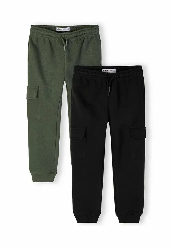 Брюки из хлопка и полиэстера Joggers 2 pack with pockets Minoti Khaki, черный/хаки — фото 2