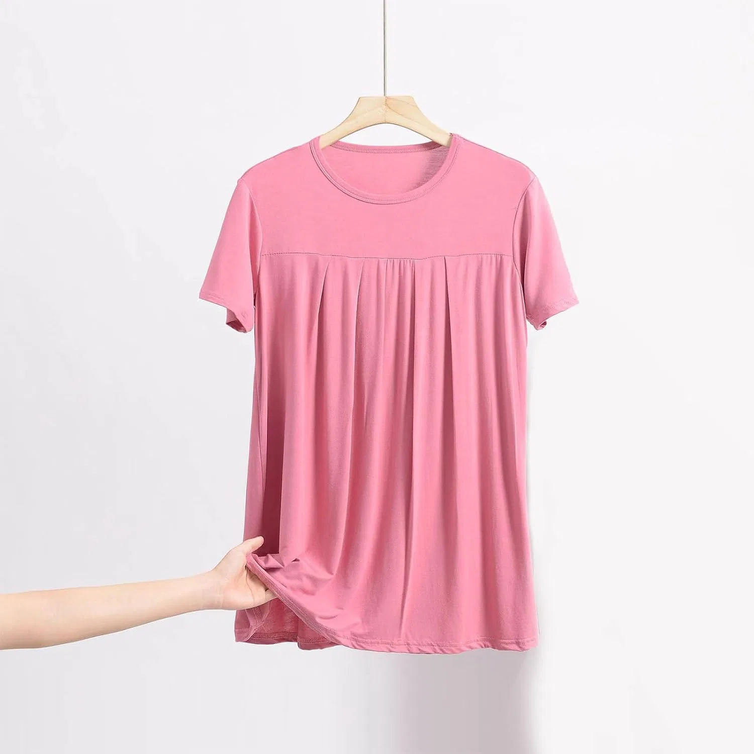 Женская футболка с цветовым блоком, Crewneck, Short Sleeve, Pink — фото 2