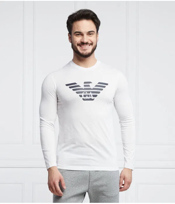 Мужской лонгслив с длинным рукавом Emporio Armani, белый — фото 3