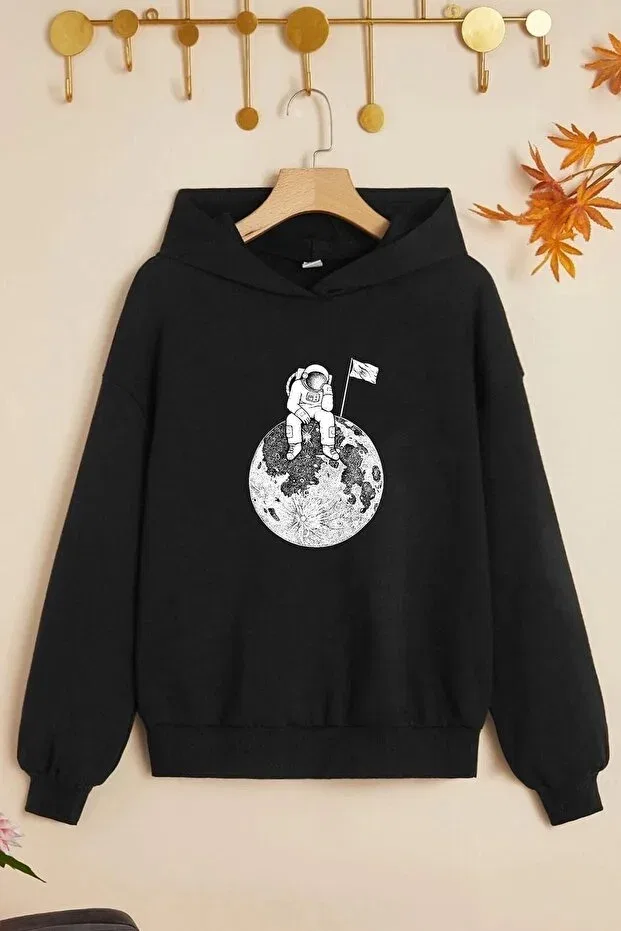 Детские свитшот для девочек с принтом Astronaut Trendypassion, Black