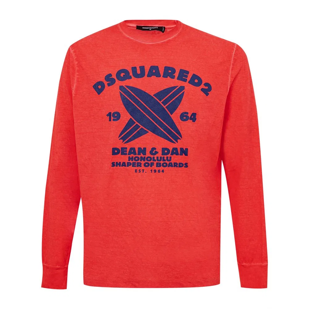 Мужская футболка с длинным рукавом и принтом Dsquared2, Red