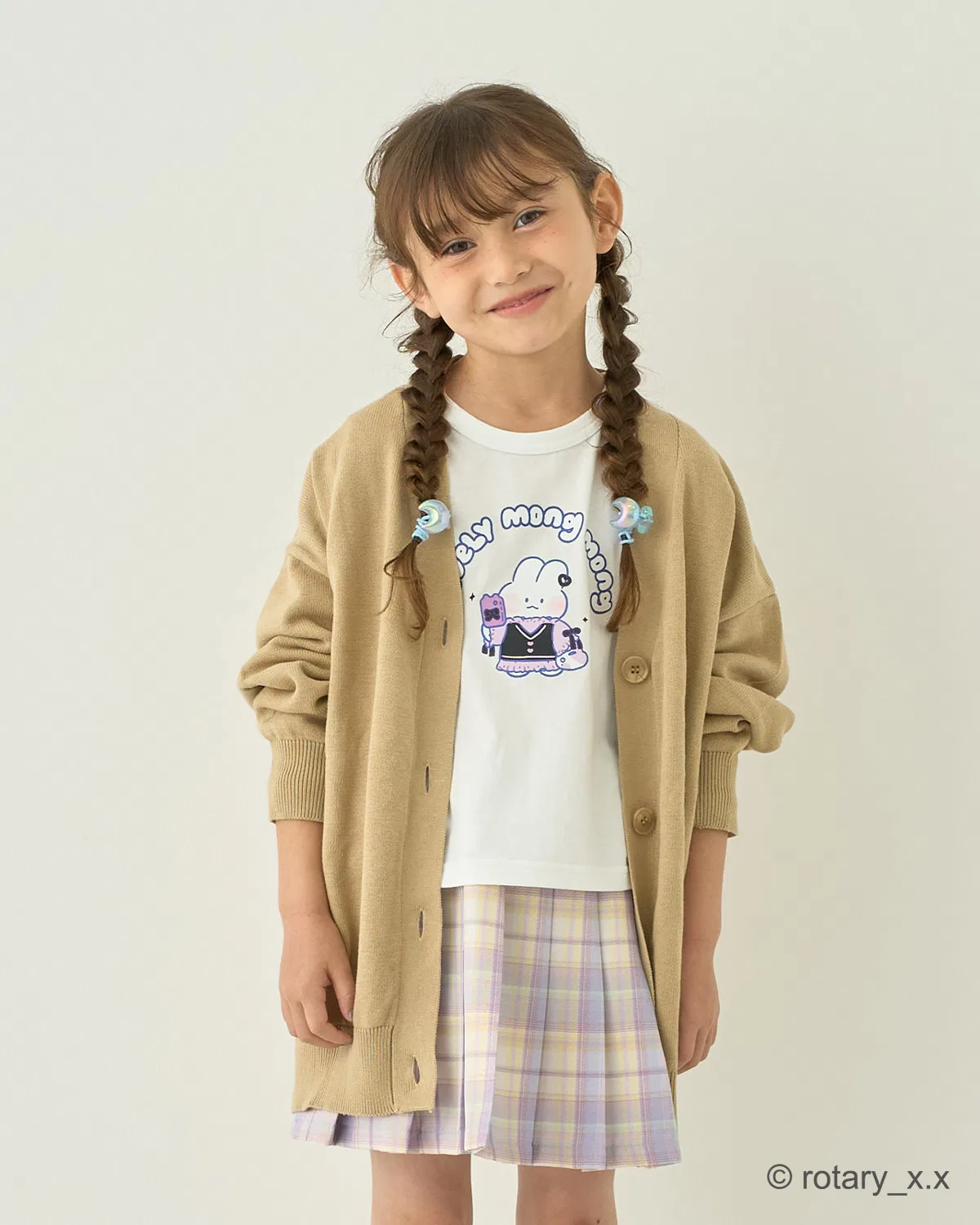 Детская футболка с принтом мини-длины Lovely MongMong Lycee mine, Off White — фото 2