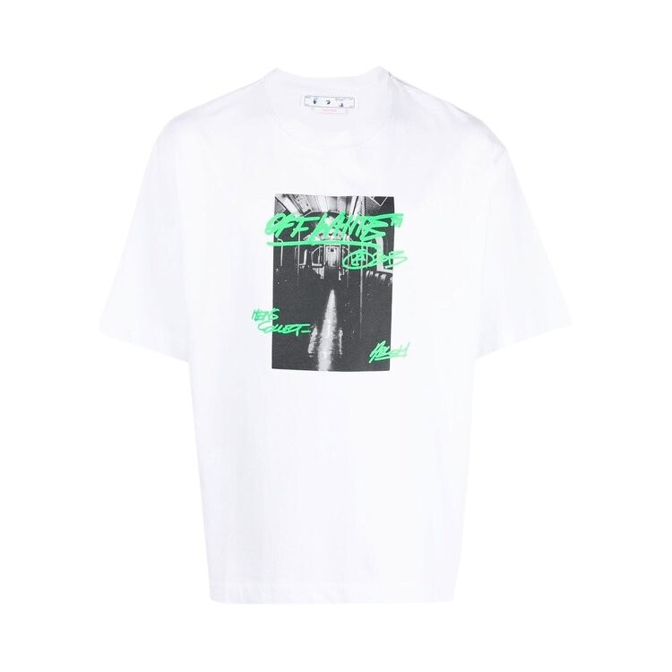 

Футболка Off-White Metro Type Over Skate Short-Sleeve Tee 'White/Green', белый