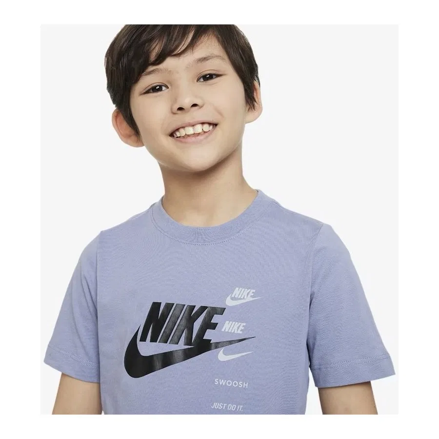 Детская футболка с коротким рукавом из хлопка Nike, Серый — фото 4