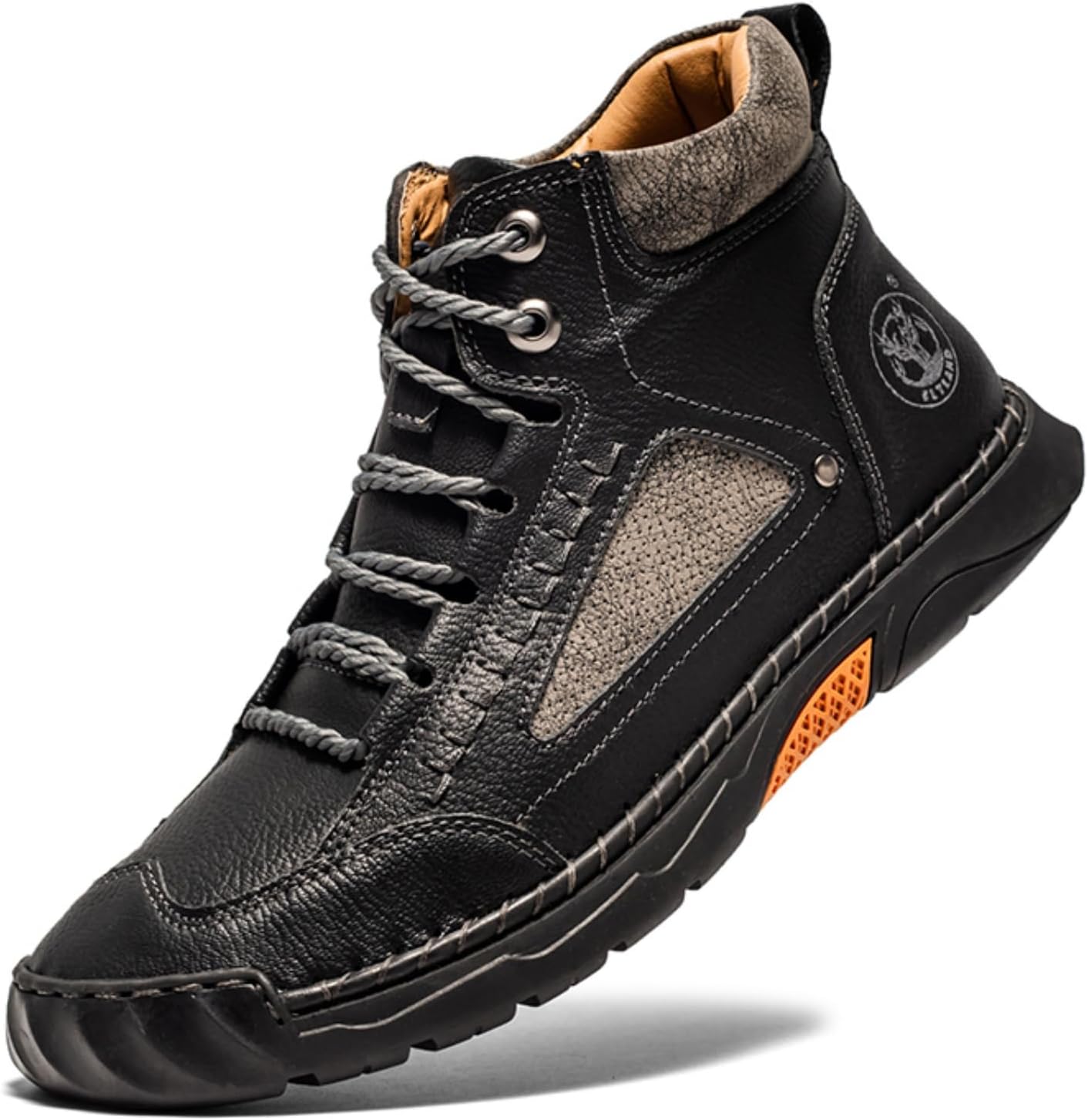 

Мужские повседневные кожаные модные кроссовки FLYLAND, ботинки Чукка, ручной работы, легкие лоферы, средние по высоте, для ходьбы и вождения, черный