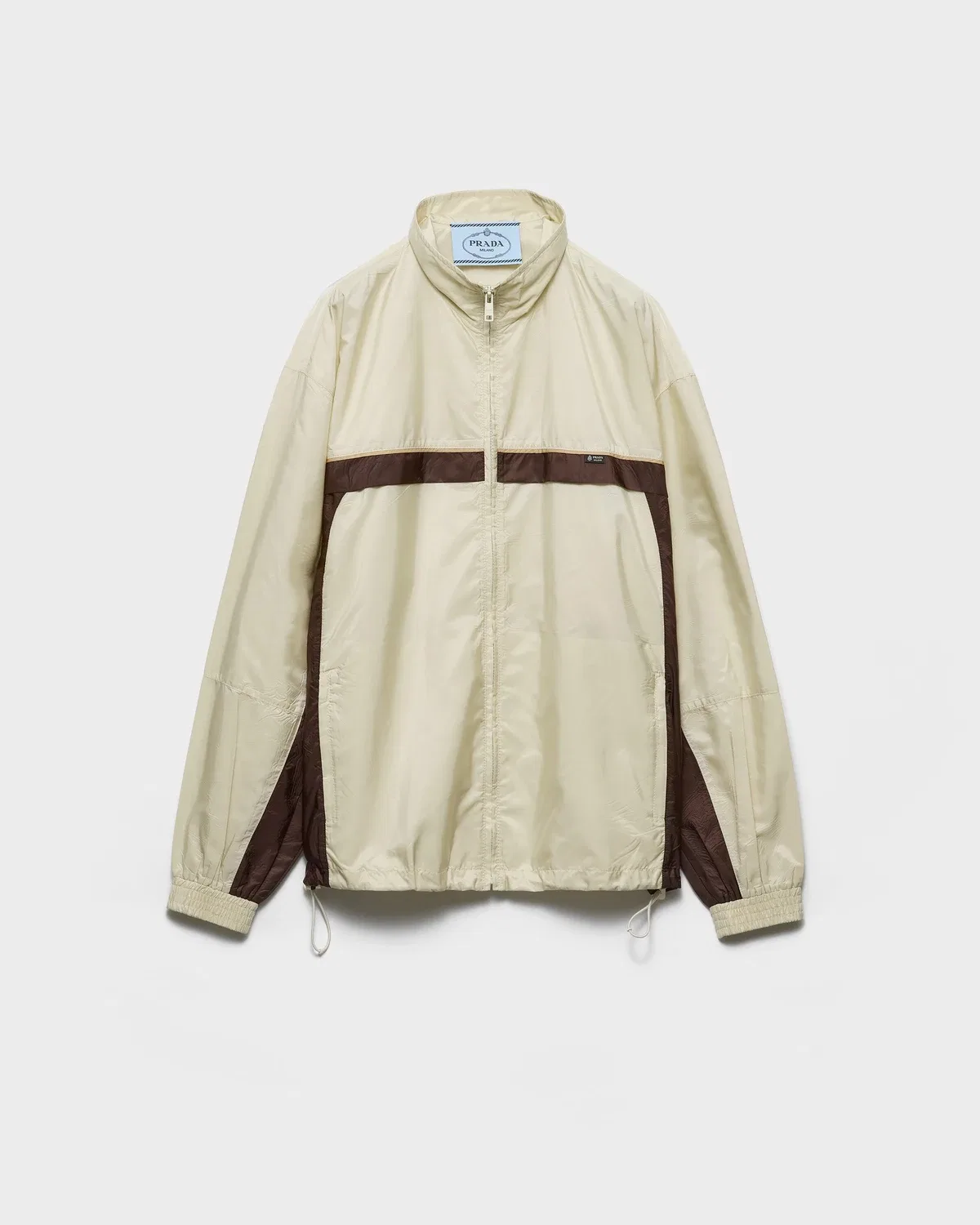 Легкая куртка из Re-Nylon с воротником-стойкой Prada, бежевый