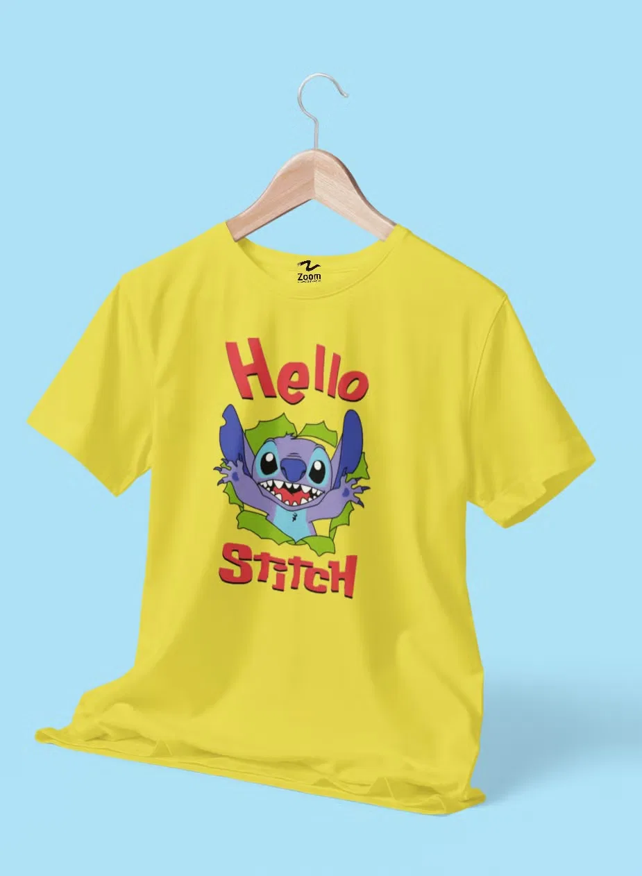 Футболка с принтом Hello stitch для детей Zoom, желтый