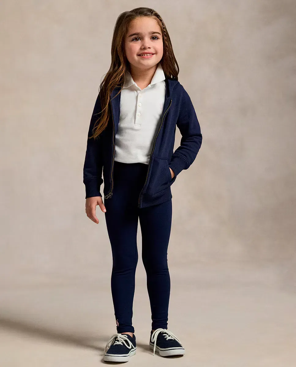 Детское поло для девочек с длинным рукавом Polo Ralph Lauren, Blanco — фото 3