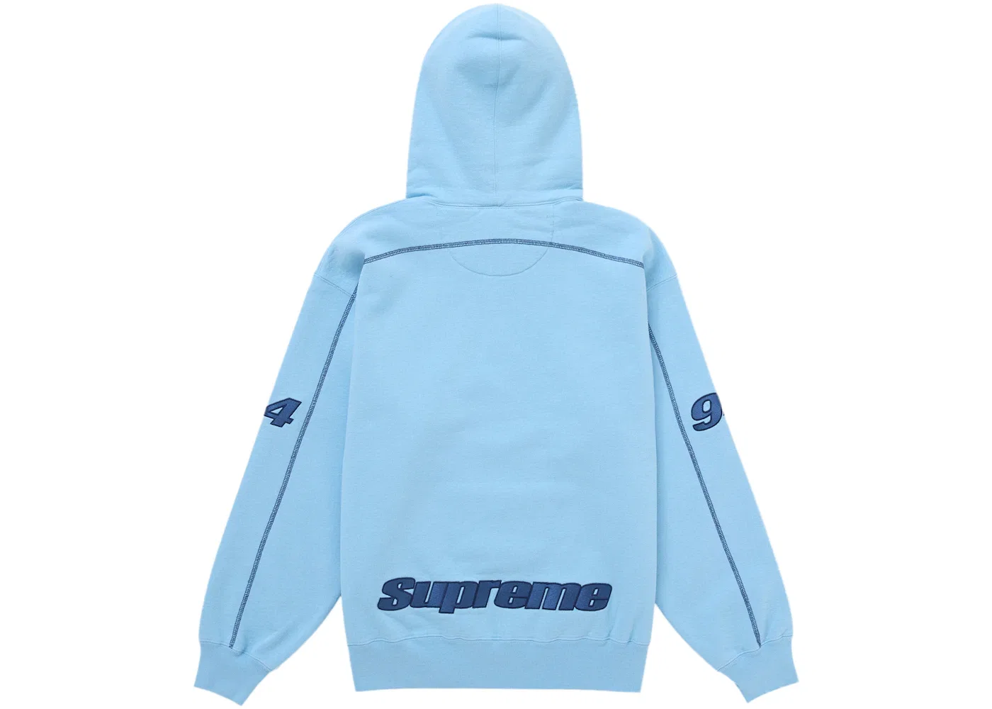 Мужской свитшот с капюшоном Supreme Overlock Hooded Sweatshirt Supreme, Light Blue — фото 2