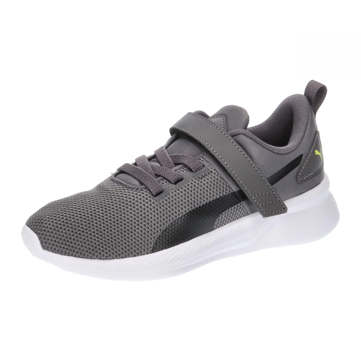 Детские кроссовки для мальчиков с вентилируемым верхом Puma Flyer Runner, Dark Coal Puma Black Lime Smash