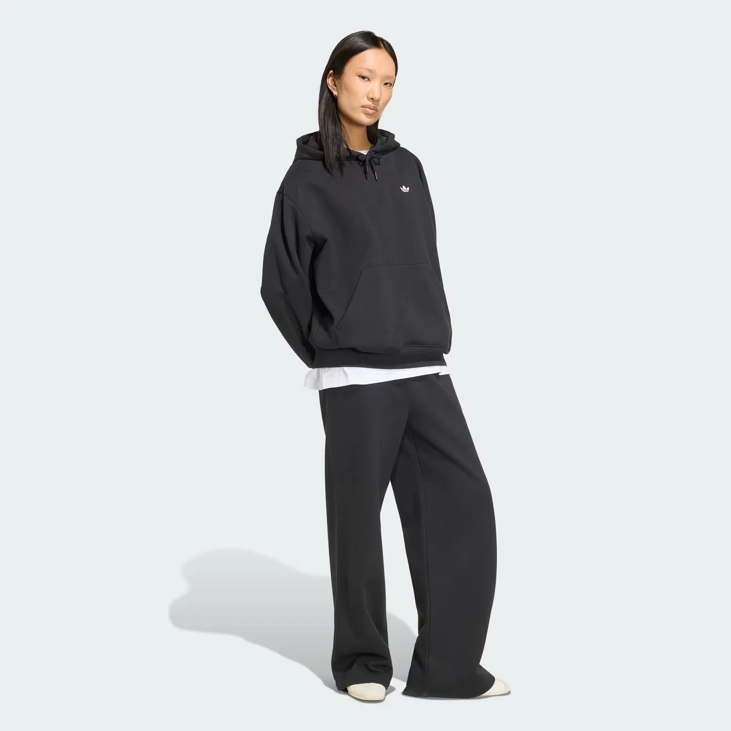 Женское худи оверсайз из флиса Essentials Adidas Originals, черный — фото 4
