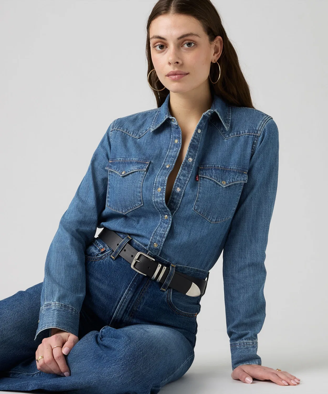 Женская джинсовая рубашка с длинным рукавомHeritage Western Levi's, Indigo Blue