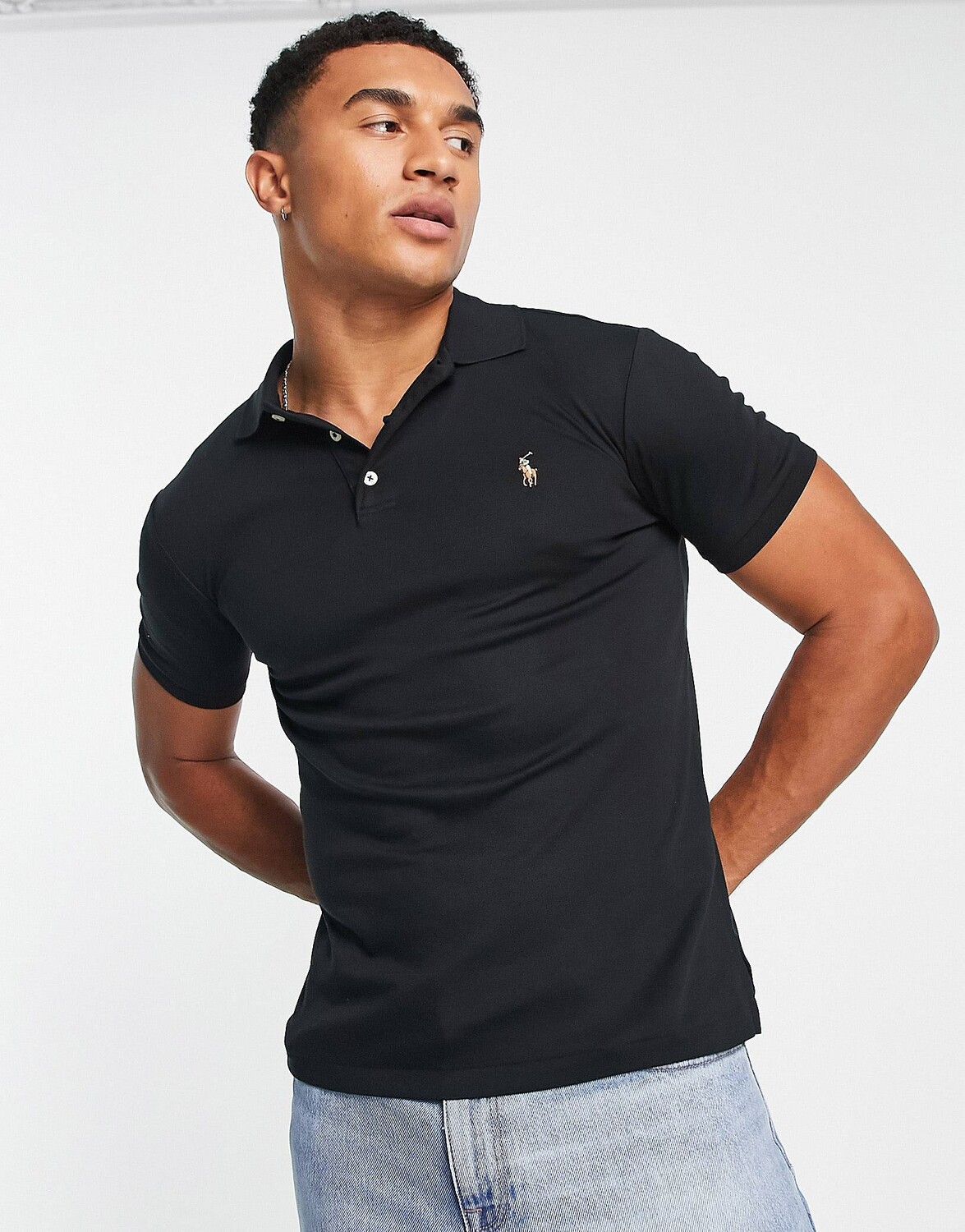 

Черное облегающее поло pima polo с логотипом Polo Ralph Lauren, Черный, Черное облегающее поло pima polo с логотипом Polo Ralph Lauren