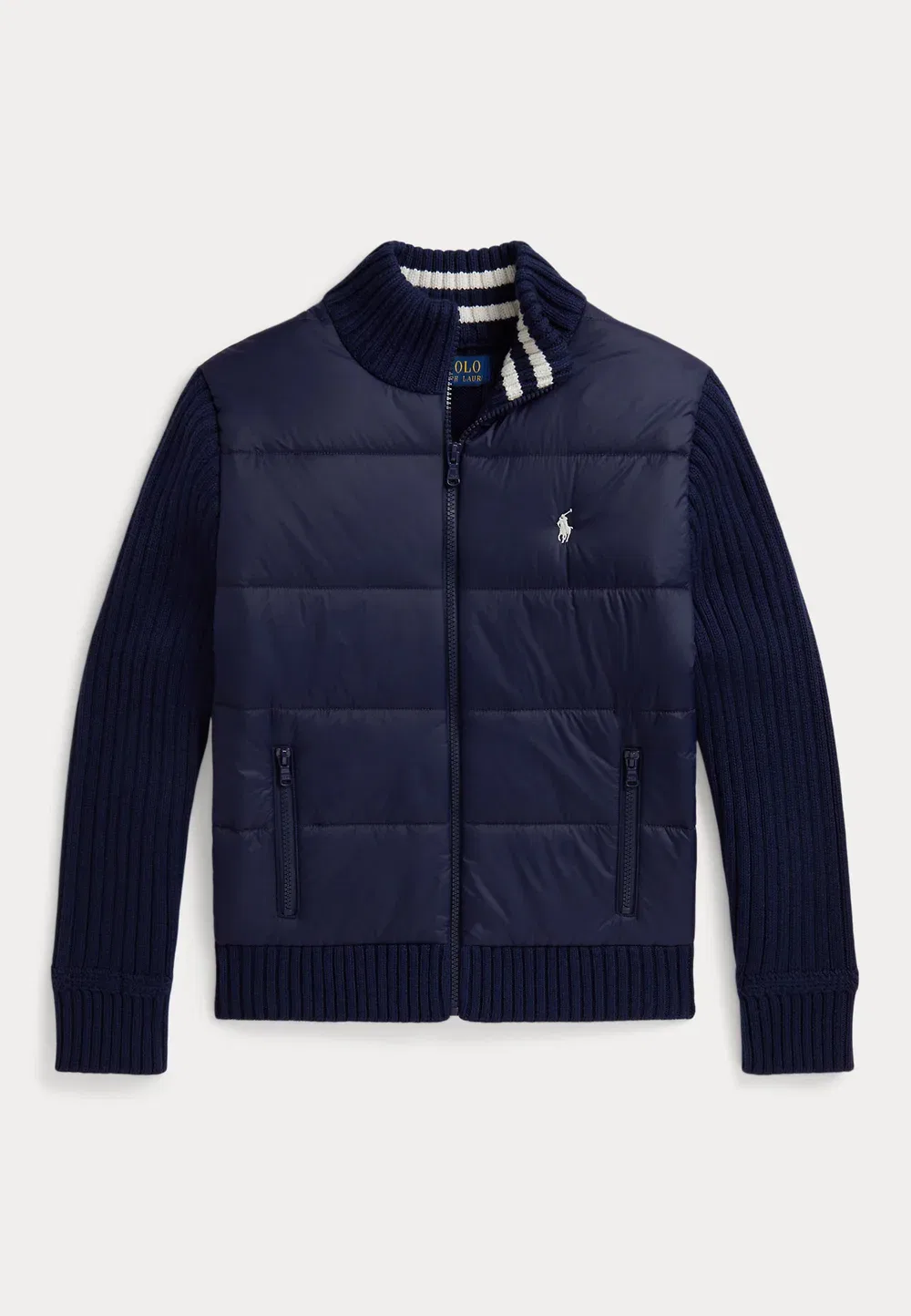 Гибридный свитер на молнии, размер 7-14 лет - легкая куртка Polo Ralph Lauren, Newport Navy Multi