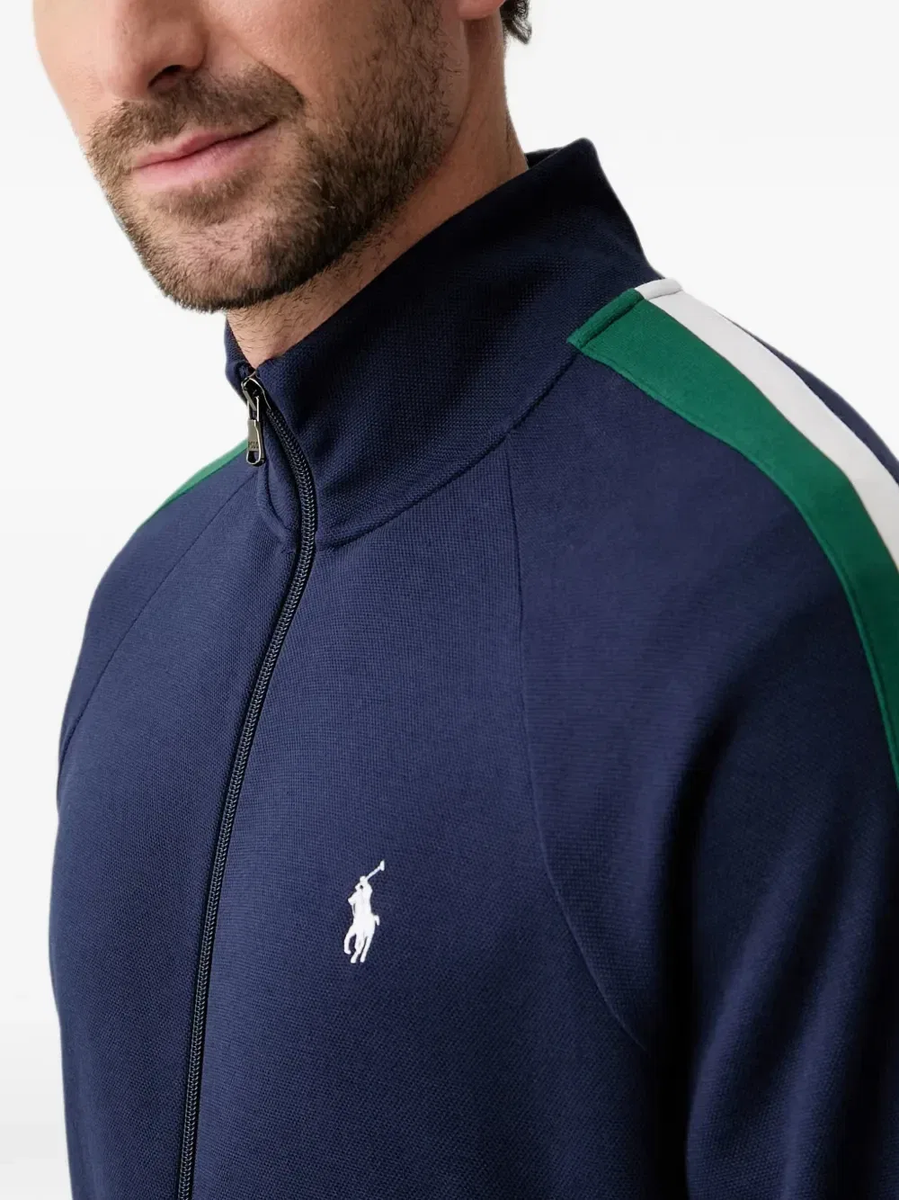 Толстовка на молнии с вышитым логотипом и боковыми полосками Polo Ralph Lauren, синий — фото 4