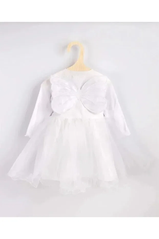 Детское платье для девочек с длинным рукавом Tiny Kids, White — фото 4