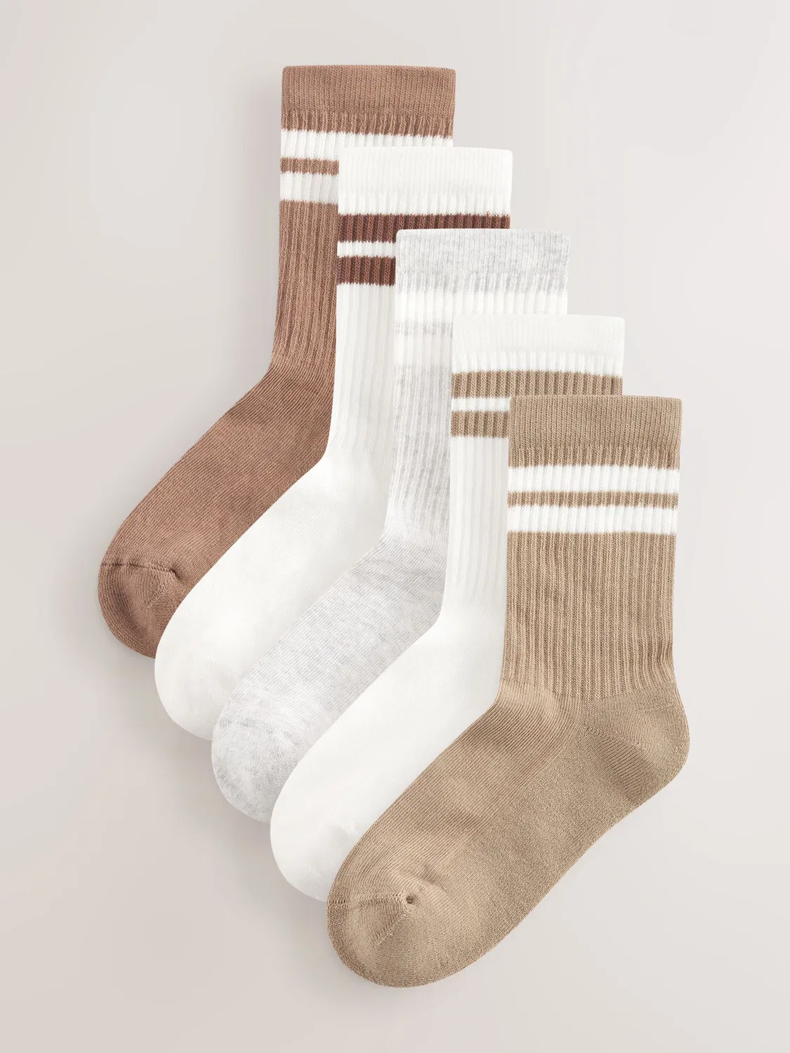 Носки 5 пар, хлопковые, рифленые, с мыском, Neutral/Brown/White/Grey Next