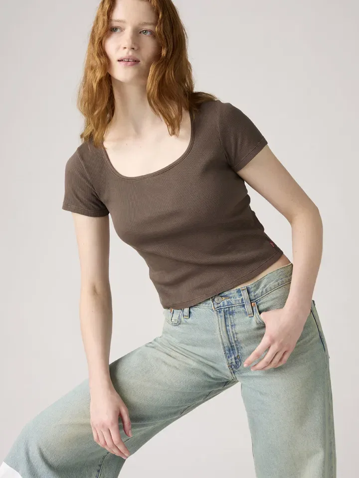 Женская футболка с круглым вырезом Levi's, Brown — фото 2
