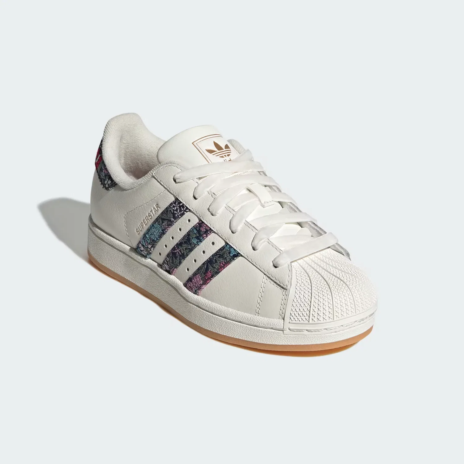 Детские кроссовки с цветочным принтом Liberty Superstar II Adidas Originals, бело-кремовый/пурпурный/медовый — фото 4
