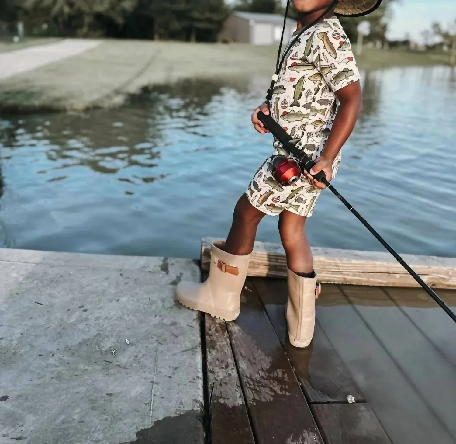 Детский комплект пижамы из бамбука с шортами с принтом Wishin I Was Fishin Fletch, мультиколор