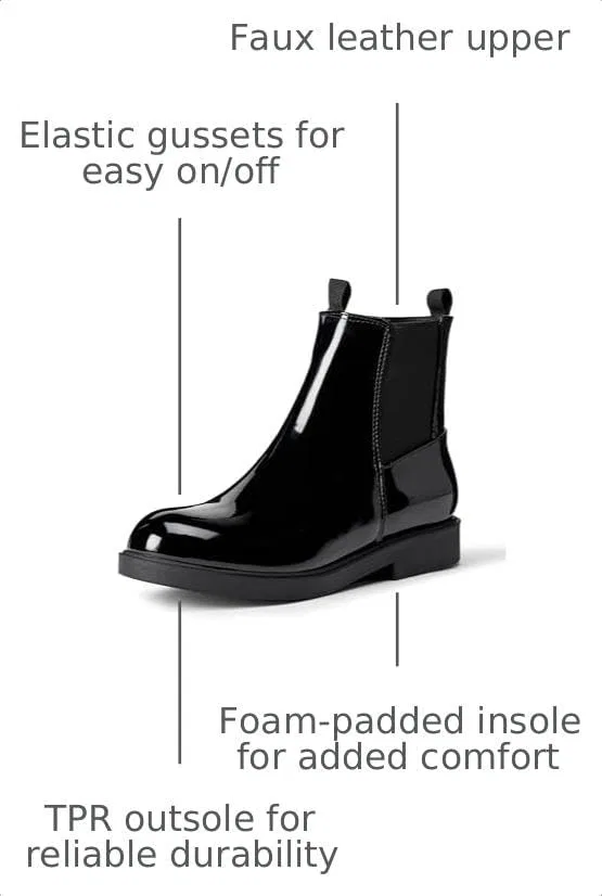 Детские ботинки для девочек с щиколоткой Amazon Essentials, Black Patent — фото 2