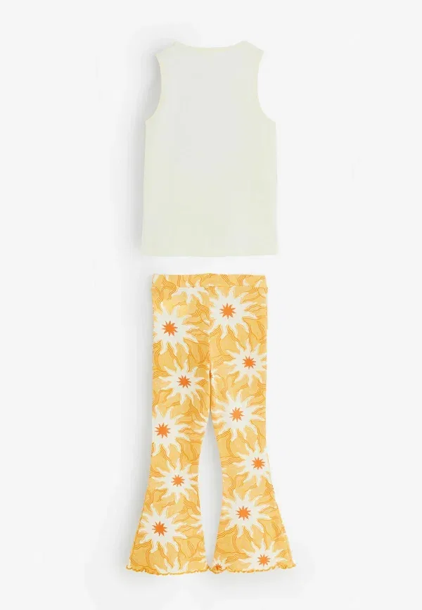 Комплект топ и леггинсы 100% хлопок Regular fit Never Fully Dressed, Yellow White Sun, белый/желтый — фото 2