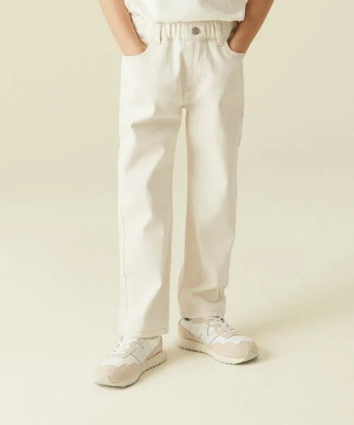 Детские джинсовые брюки-бананы с зауженным кроем MUSINSA STANDARD KIDS, Cream