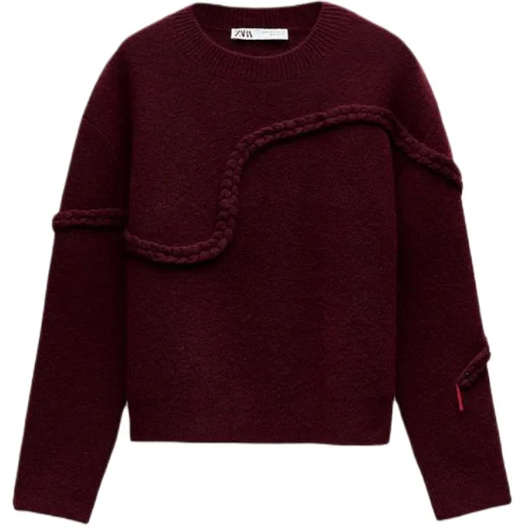 Женский свитер с новогодним принтом ZARA, Red