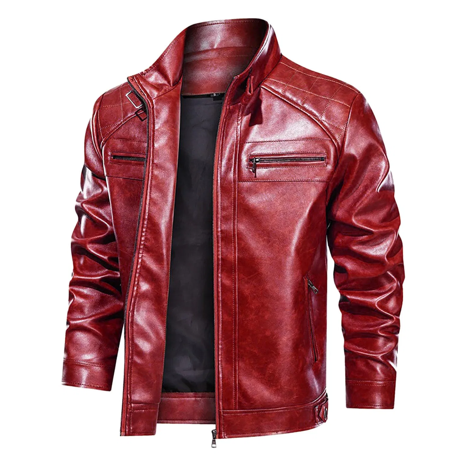 Мужская куртка из кожи с длинным рукавом Classic Transition, Rosso