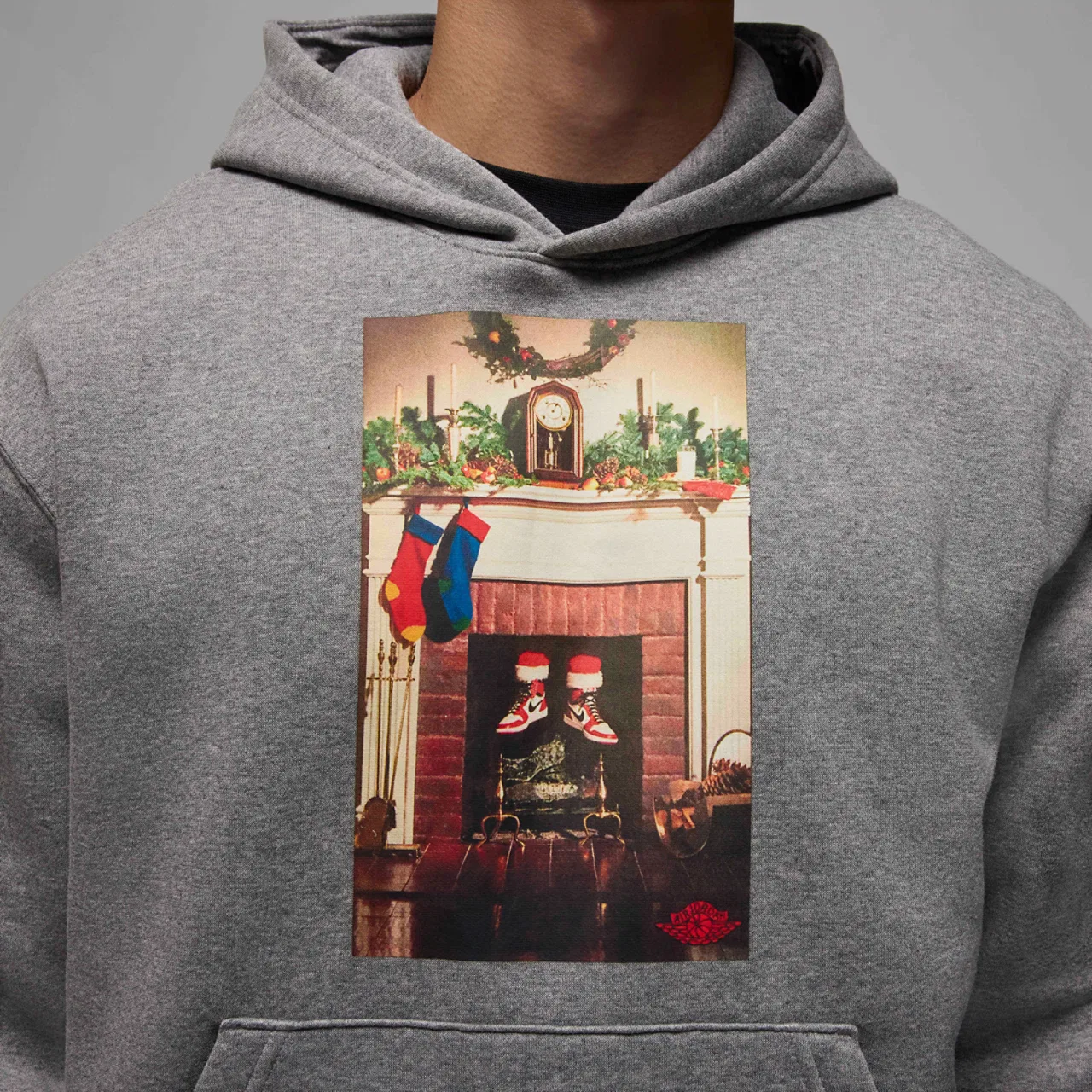 Мужской флисовый свитшот с капюшоном Chimney Jordan, цвет Carbon Heather/Black — фото 4