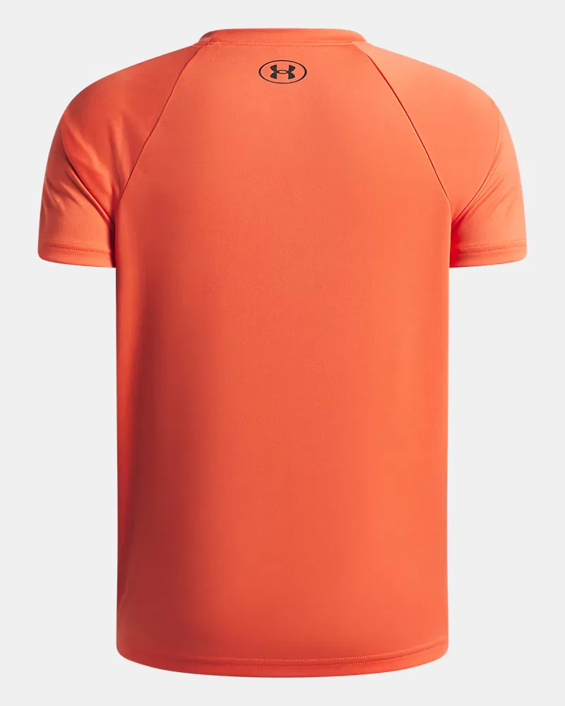 Футболка для мальчиков с коротким рукавом, влагоотводящая UA Tech Hybrid Print UnderArmour, Venom Red/Black — фото 2