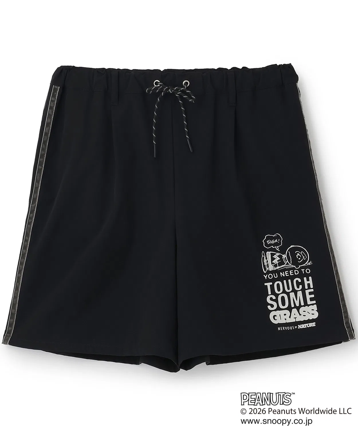 Детские шорты с принтом PEANUTS, с боковыми лампасами, Pom Ponette Junior, Black