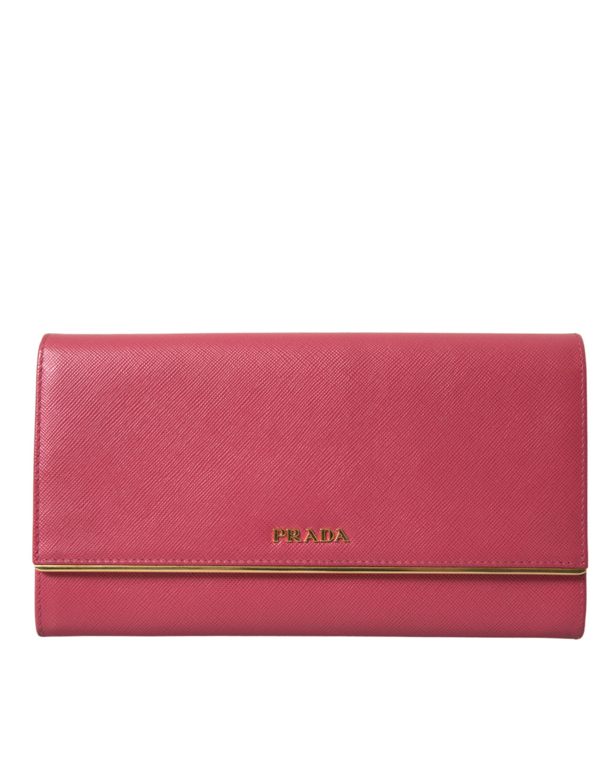 

Элегантный розовый кожаный кошелек двойного сложения Prada