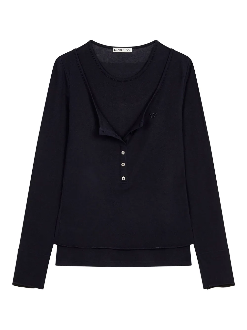 

Футболка с круглым вырезом и декоративными пуговицами Open Yy, синий