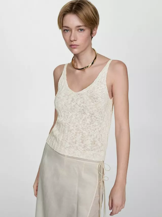 

Топ Mango Lisboa Knit, цвет off white